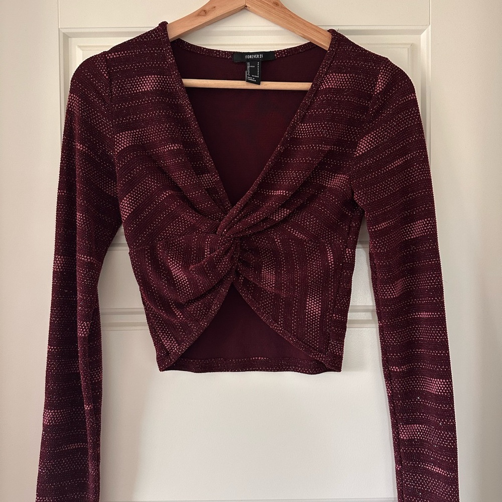 Women's Burgundy Long Sleeve Top
